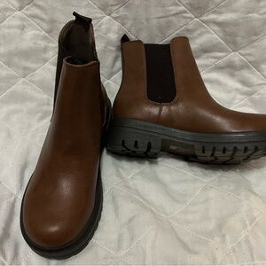 Soda Brown Ankle Boots with Black Sole
